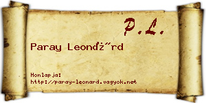 Paray Leonárd névjegykártya
